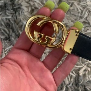 Vintage Gucci Belt. Navy Blue. Leather